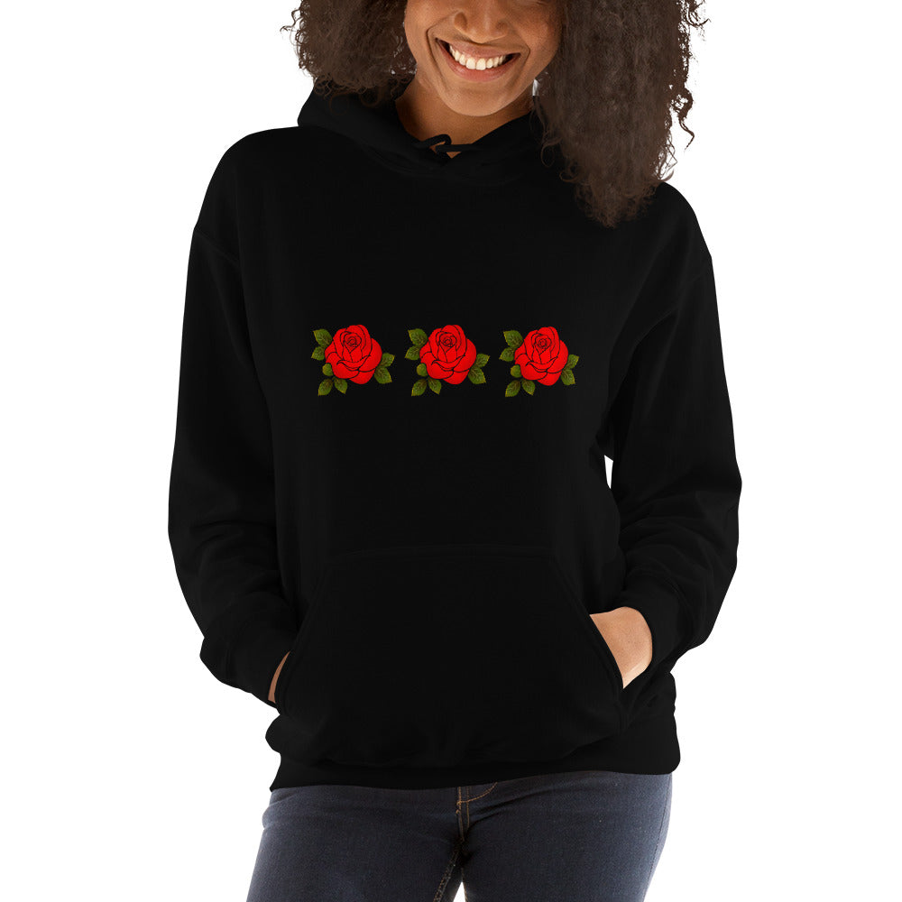 Women's Three Rose Hooded Sweatshirt