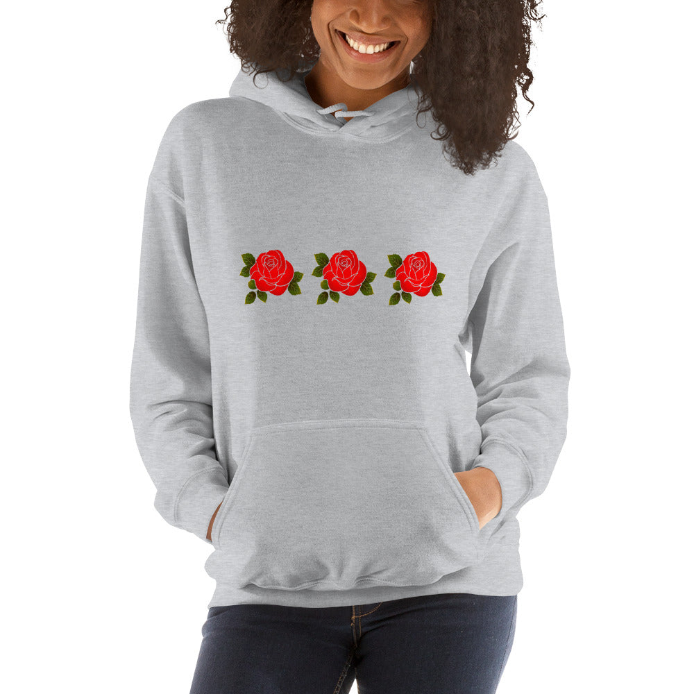 Women's Three Rose Hooded Sweatshirt