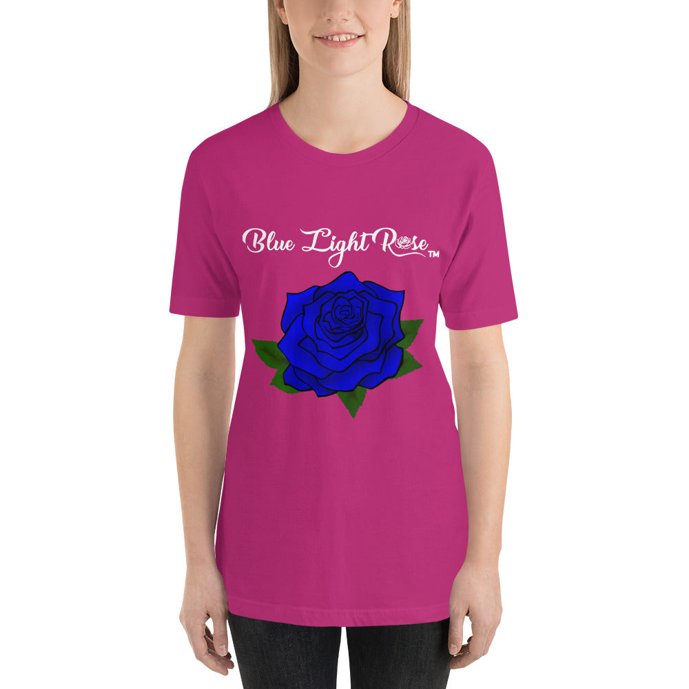 Blue Light  Rose Short Sleeve Unisex T-Shirt